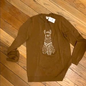Brown llama jcrew long sleeve sweat